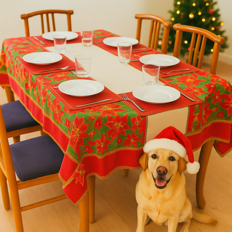 Toalha de Mesa Natalina, Toalha de Mesa com Estampa de NATAL Oxford - 06 Lugares