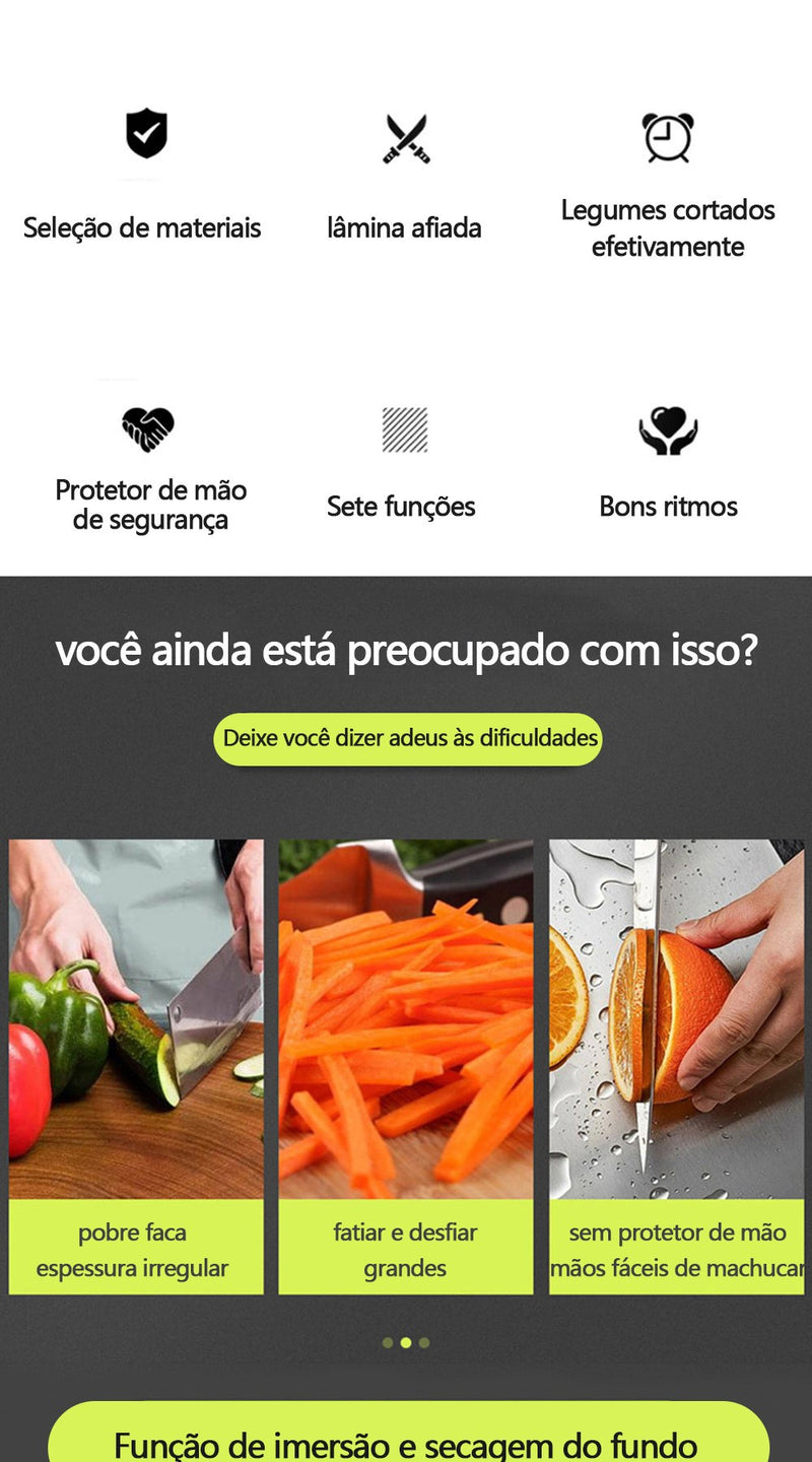 Cortador MultiChef 14 em 1 – Santa Ajuda da Cozinha | Picador de Legumes, Cebola e Frutas com Lâmina Inox
