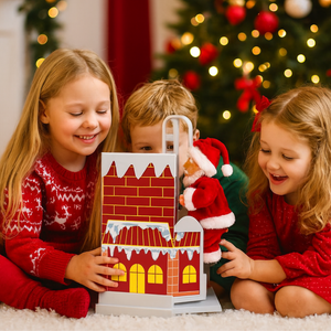 Papai Noel Musical na Casinha da Chaminé - Papai Noel Animado para Decoração de Natal