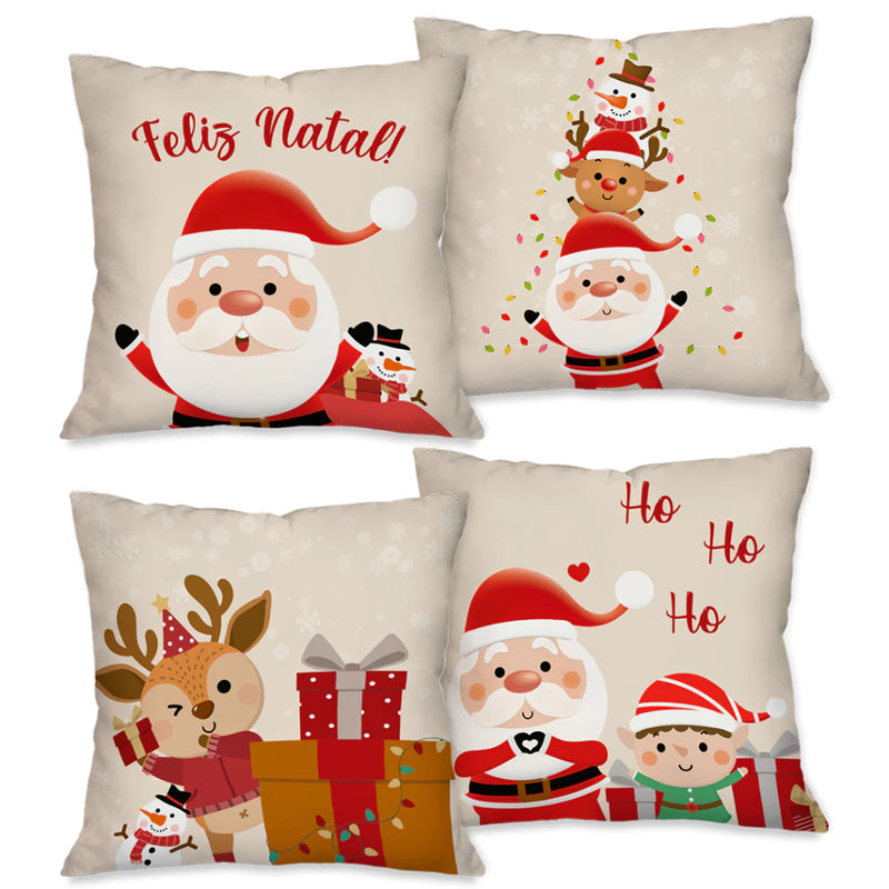Kit 4 Capas de Almofada NATAL Tamanho 45X45cm - Natalina