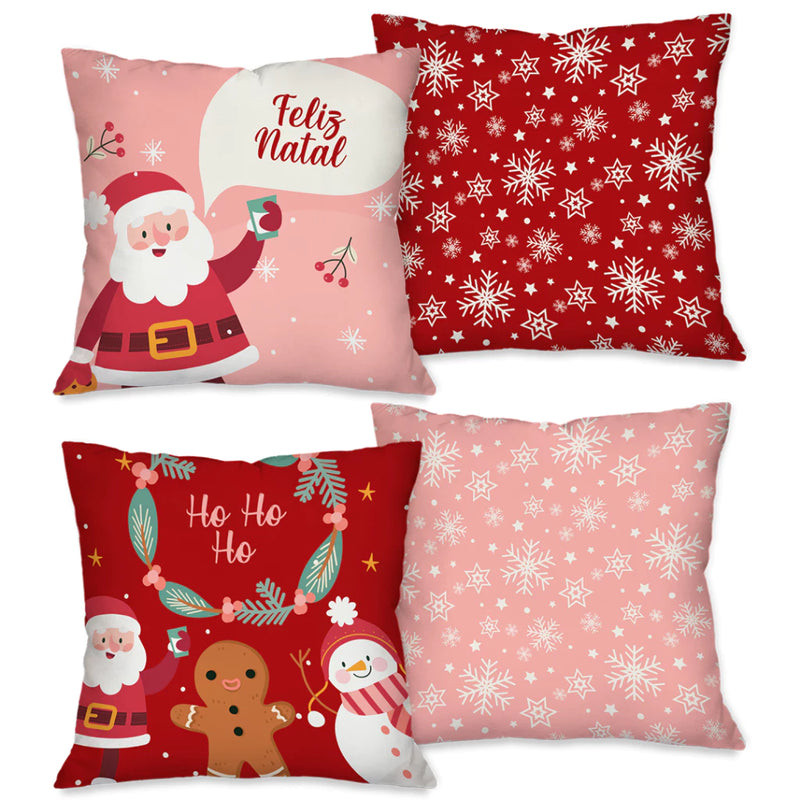 Kit 4 Capas de Almofada NATAL Tamanho 45X45cm - Natalina