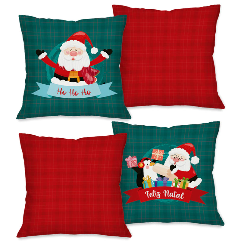 Kit 4 Capas de Almofada NATAL Tamanho 45X45cm - Natalina