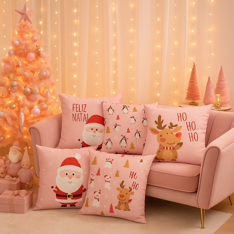 Kit 4 Capas de Almofada NATAL Tamanho 45X45cm - Natalina
