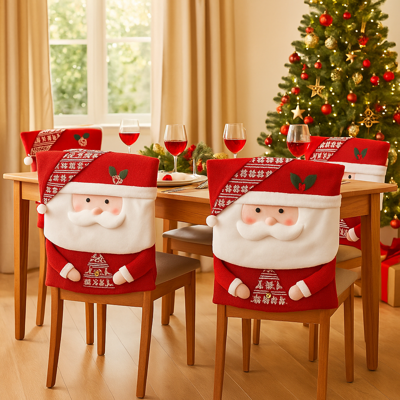 Capa para Cadeira da Mesa de Natal - Chapéu do Papai Noel para Cadeiras