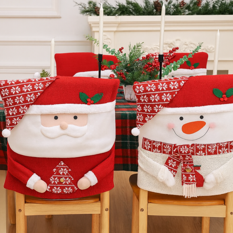 Capa para Cadeira da Mesa de Natal - Chapéu do Papai Noel para Cadeiras