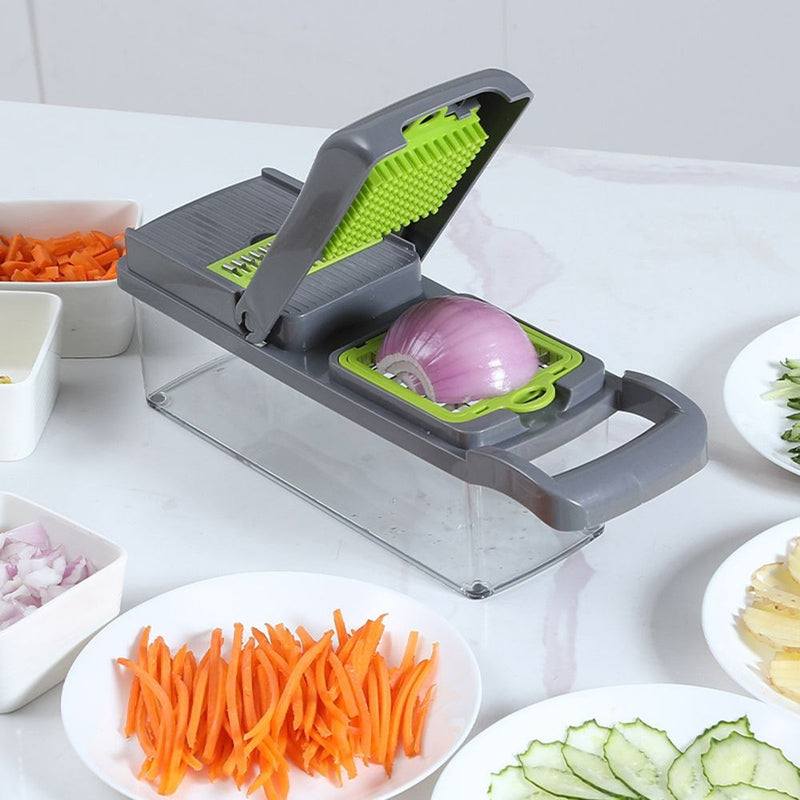 Cortador MultiChef 14 em 1 – Santa Ajuda da Cozinha | Picador de Legumes, Cebola e Frutas com Lâmina Inox