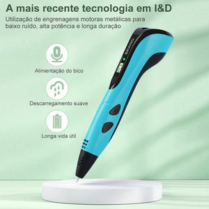 Caneta 3D Infantil, Caneta 3D para Crianças - MagicPen