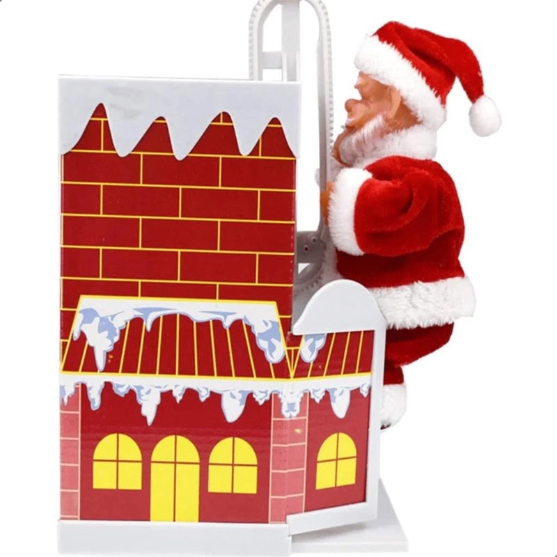 Papai Noel Musical na Casinha da Chaminé - Papai Noel Animado para Decoração de Natal