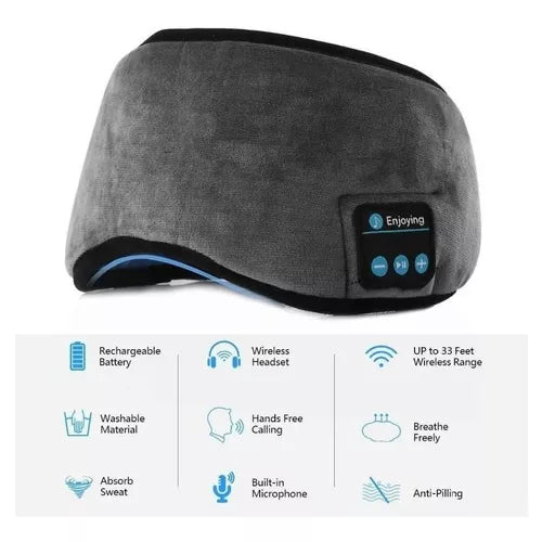Tapa Olho Para Dormir C/ Fone de Ouvido Bluetooth